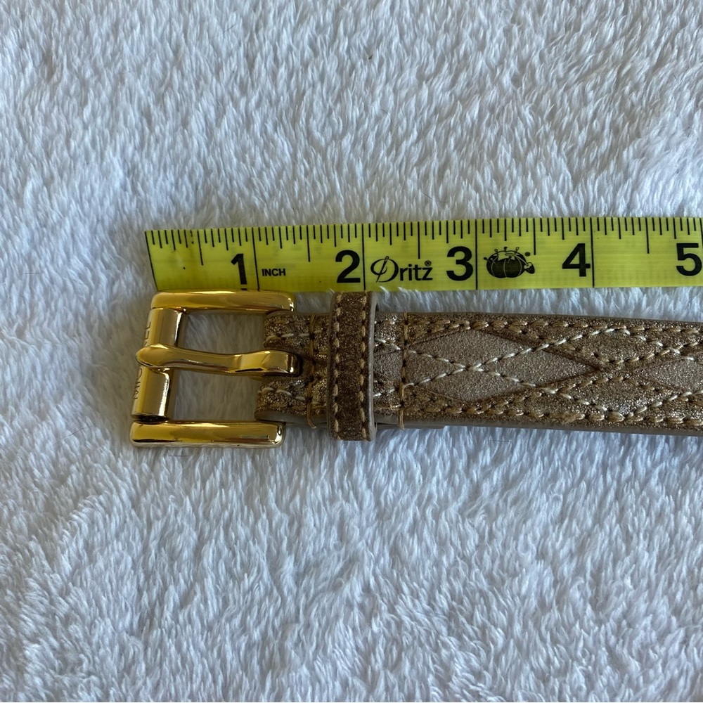 MICHAEL KORS Taupe Cream 100% Leather Metallic Belt  | S - Picture 6 of 9